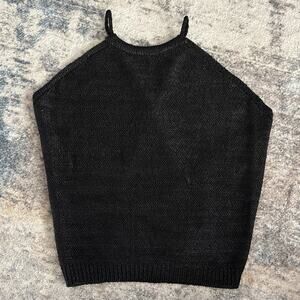 Wild Fable Sleeveless Halter Neck Back Tie Knit Cropped Top Black Women's XS